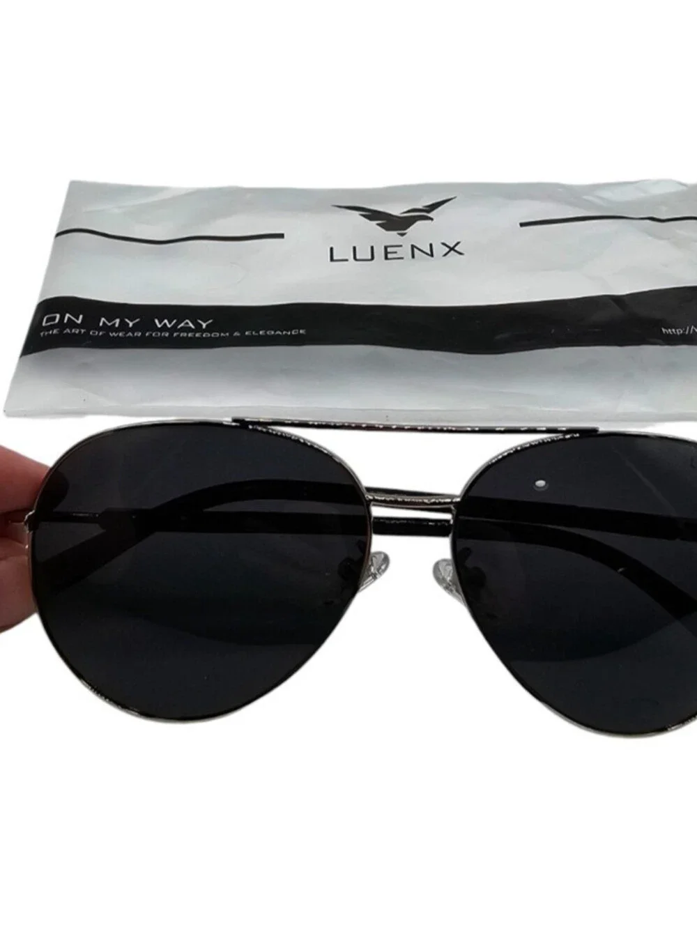 Luenx Sunglasses Black Shades Aviator Style